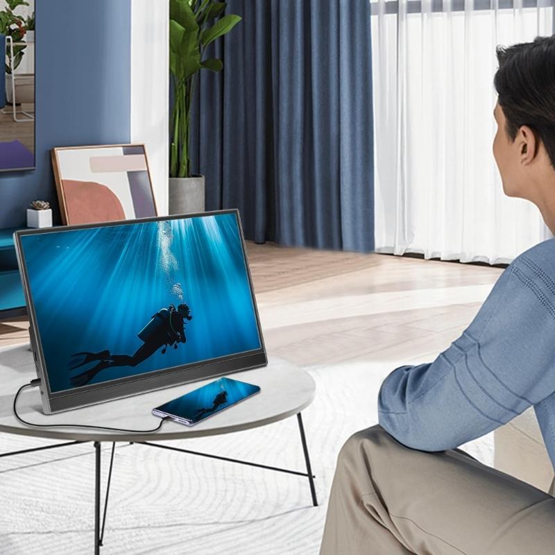 652F 14 Zoll tragbarer Monitor 60 Hz aktualisiert IPS-Tafel Metallgehäbenutzen zwei Eingangsanschlüsse USB C HDTV für professionelle