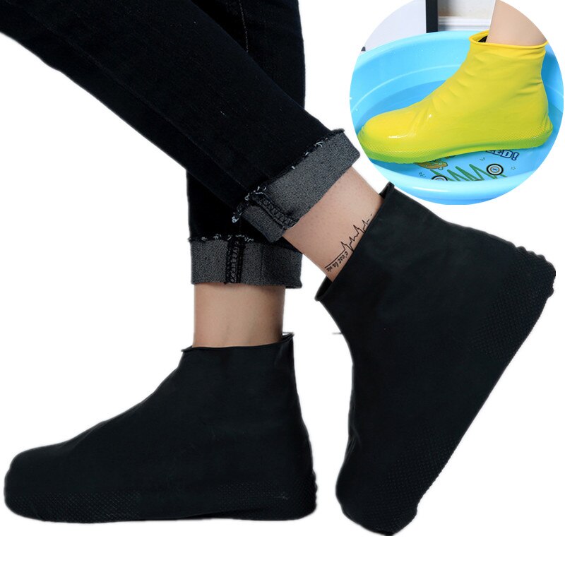 Cubierta de lluvia para zapatos, calzado impermeable de goma antideslizante, impermeable, plantillas de silicona reutilizables, zapatos de viaje