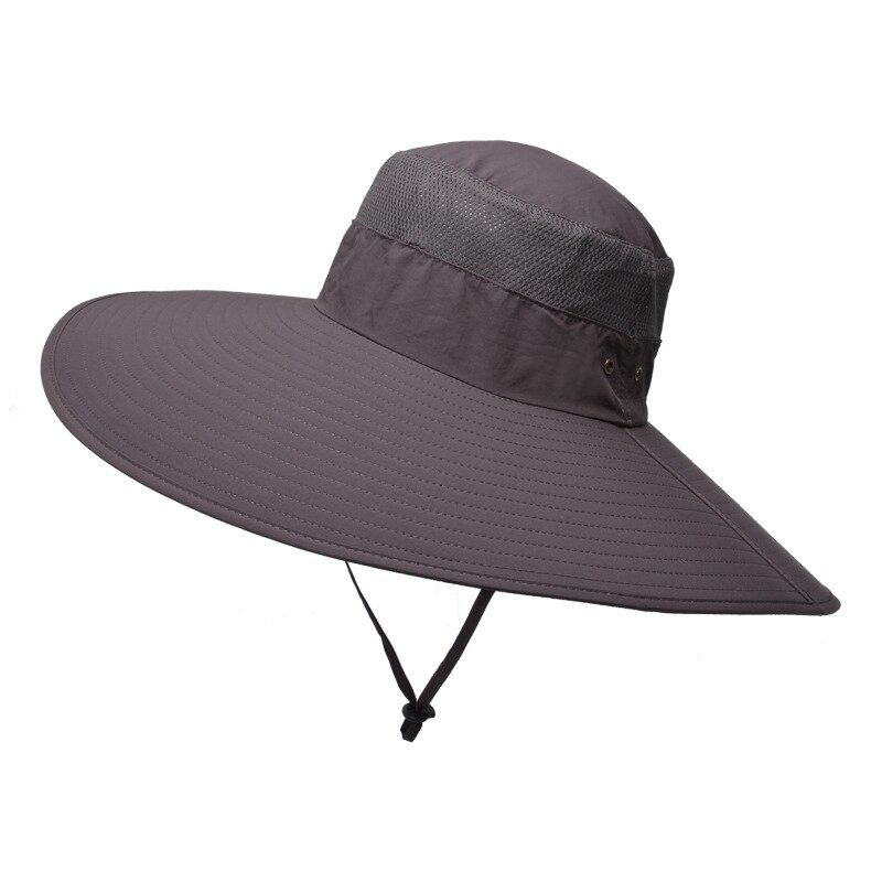 Sombrero de pescador de ala ancha y grande para hombre y mujer, gorra de pescador de 15CM, resistente al agua, unicolor, para pescar, deportes, senderismo, gorros de Montañismo: Red-Gray