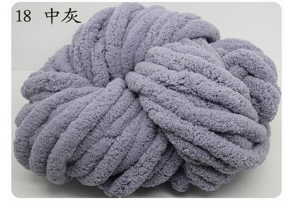 1pc = 250g gör-det-själv super skrymmande armstickningsull 2.5cm tjocka mattor stickat chenille chunky garn för stickning för handstickning: 18 mellangrå