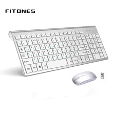 2.4G Wireless Keyboard and Mouse, Russian Layout U.S. Layout, Compact, Convenient, Ultra Thin, Ergonomic, Silver White