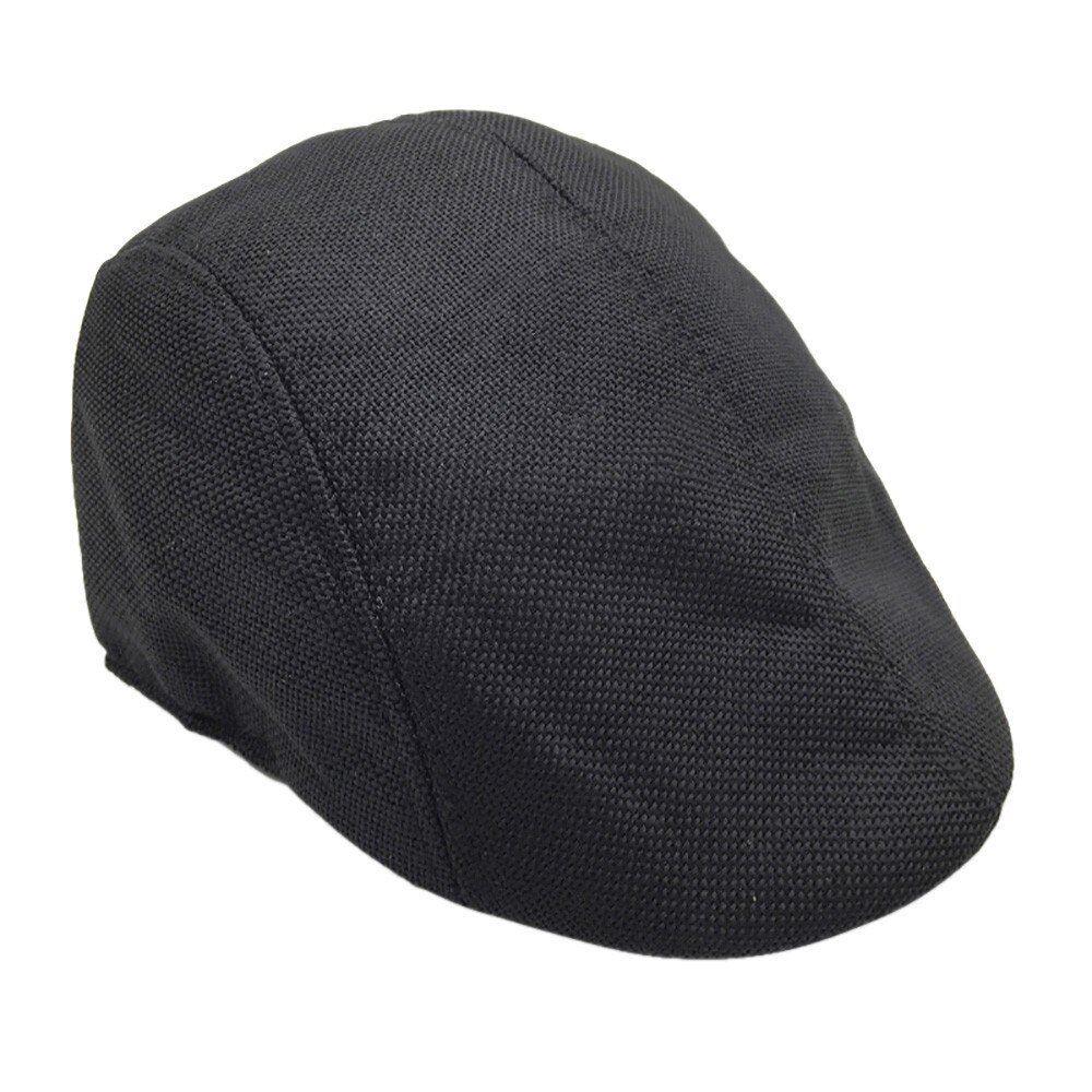 Beret Caps Men Women Vintage News Boy Cap Cabbie Gatsby Linen Outdoor Hats Brand Sun Hat Unisex Duckbill Caps Linen Casquette: Black