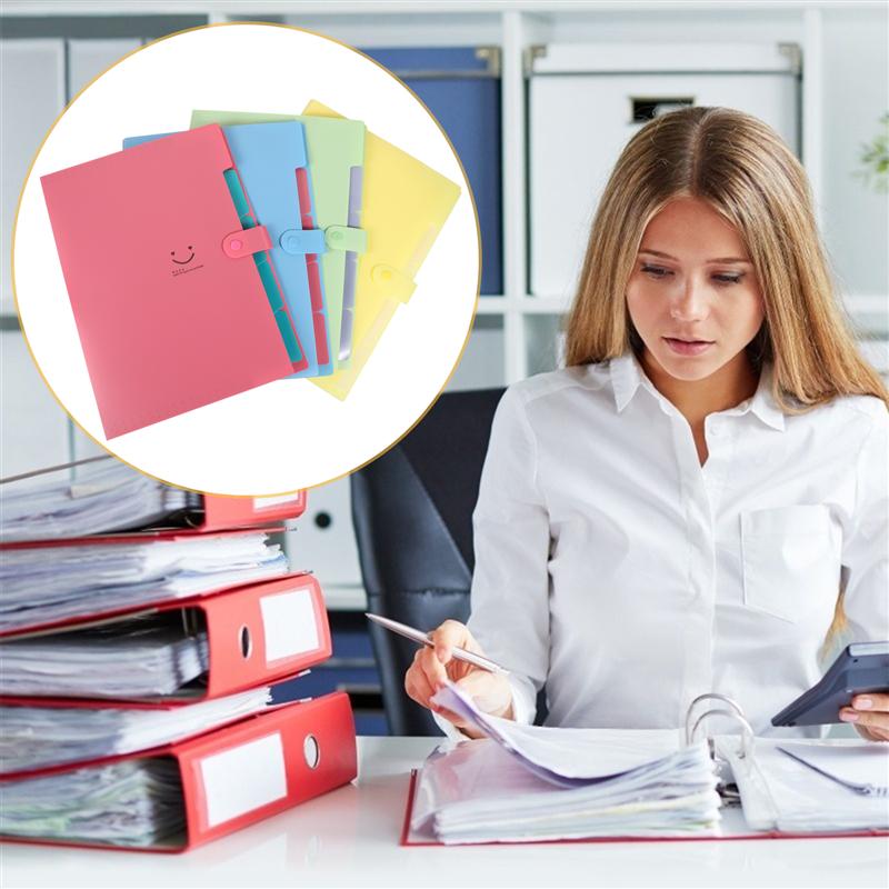 4pcs A4 Pocket Multi-layer Practical Accordion Folders File Organizers Expanding File Folders