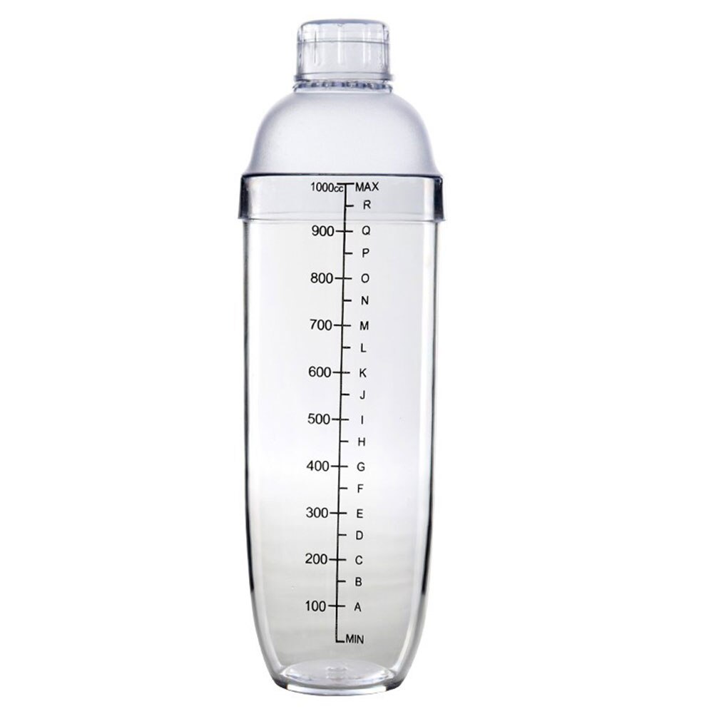 Home Portable Coffee Transparent Wine Mixer Party Resin Beverage Cocktail Shaker Drink Bar Tools Barware Bottle With Scale: 1000ml