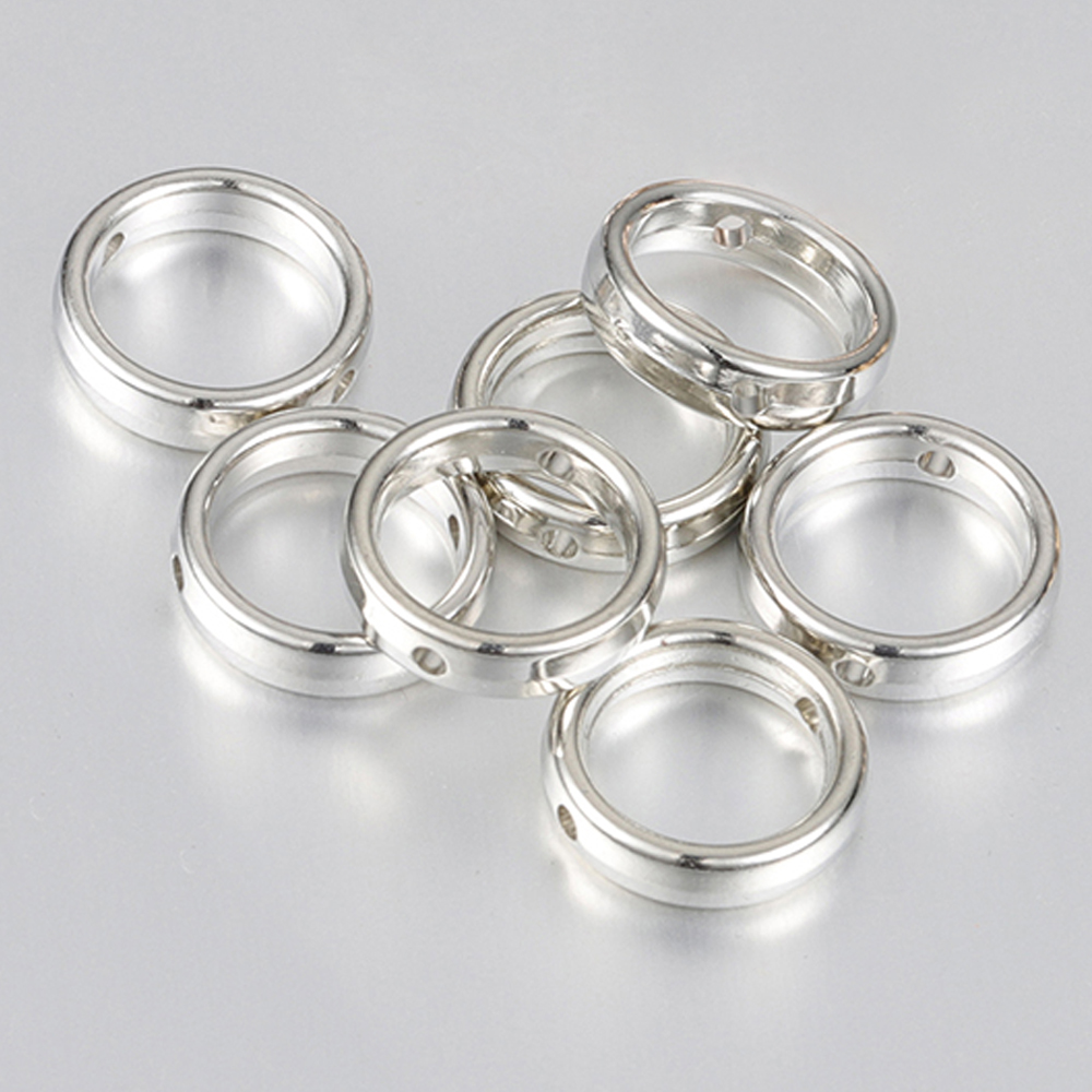 50 sztuk Love Heart dwa otwory CCB koraliki rama Spacer koraliki naszyjnik DIY złącza bransoletki wisiorki akcesoria do wyrobu biżuterii: 15mmCircle-Silver