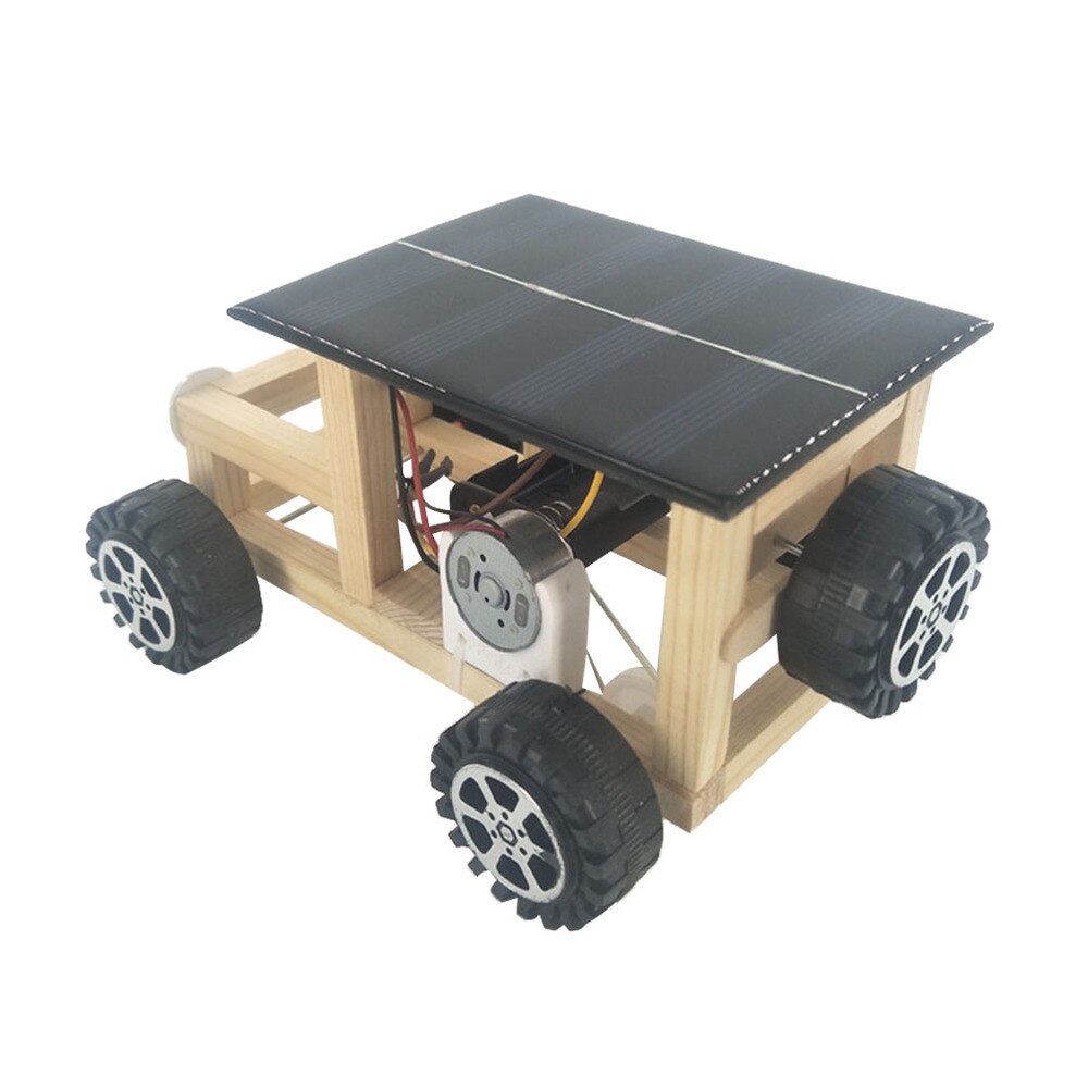 1pcs Wooden DIY Assembly Solar Car Scientific Educational Model Kit for Students Children: Default Title