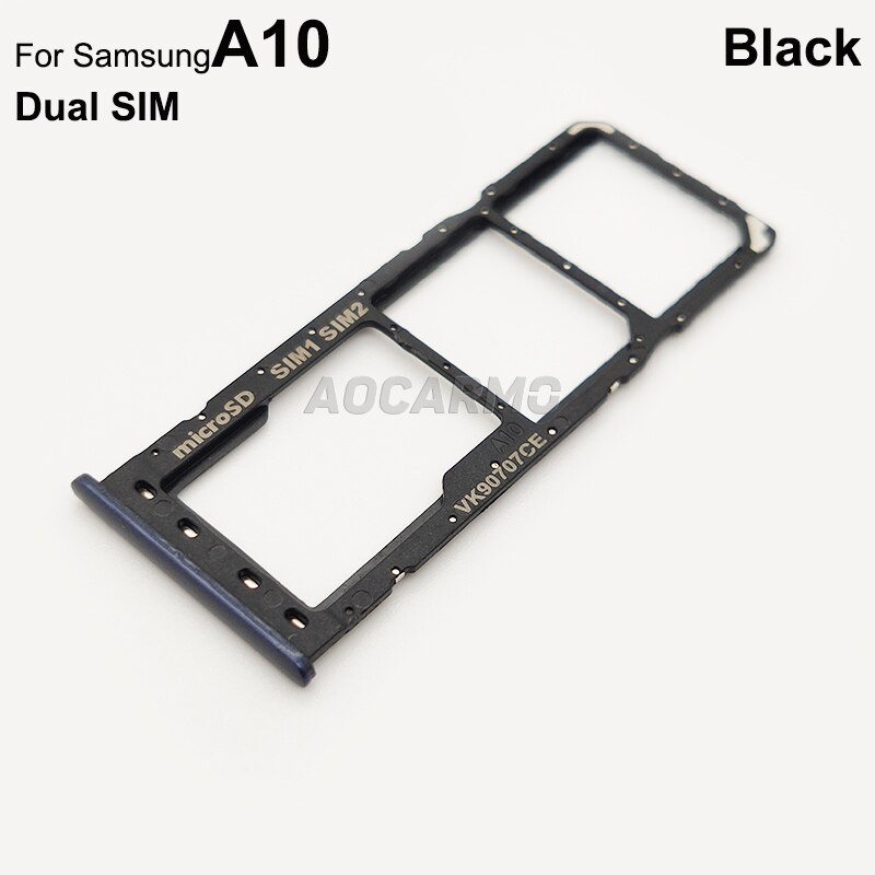 Aocarmo Voor Samsung Galaxy A10 Dual & Enkele Sim-kaart Microsd Houder Nano Sim Card Tray Slot Vervanging Deel: Dual Black