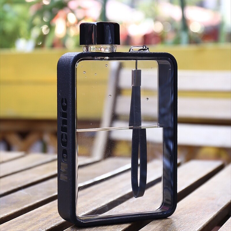 MoChic Moses A5 Flat Water Cup Custom Portable Paper Water Bottle Cup Korean Plastic Water Bottle: Black