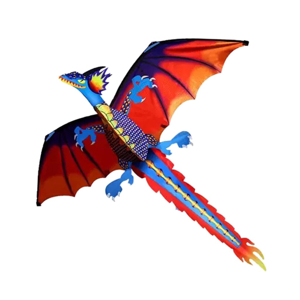 Grande gioco di attività di volo colorato drago aquilone 3D con coda 140x120cm