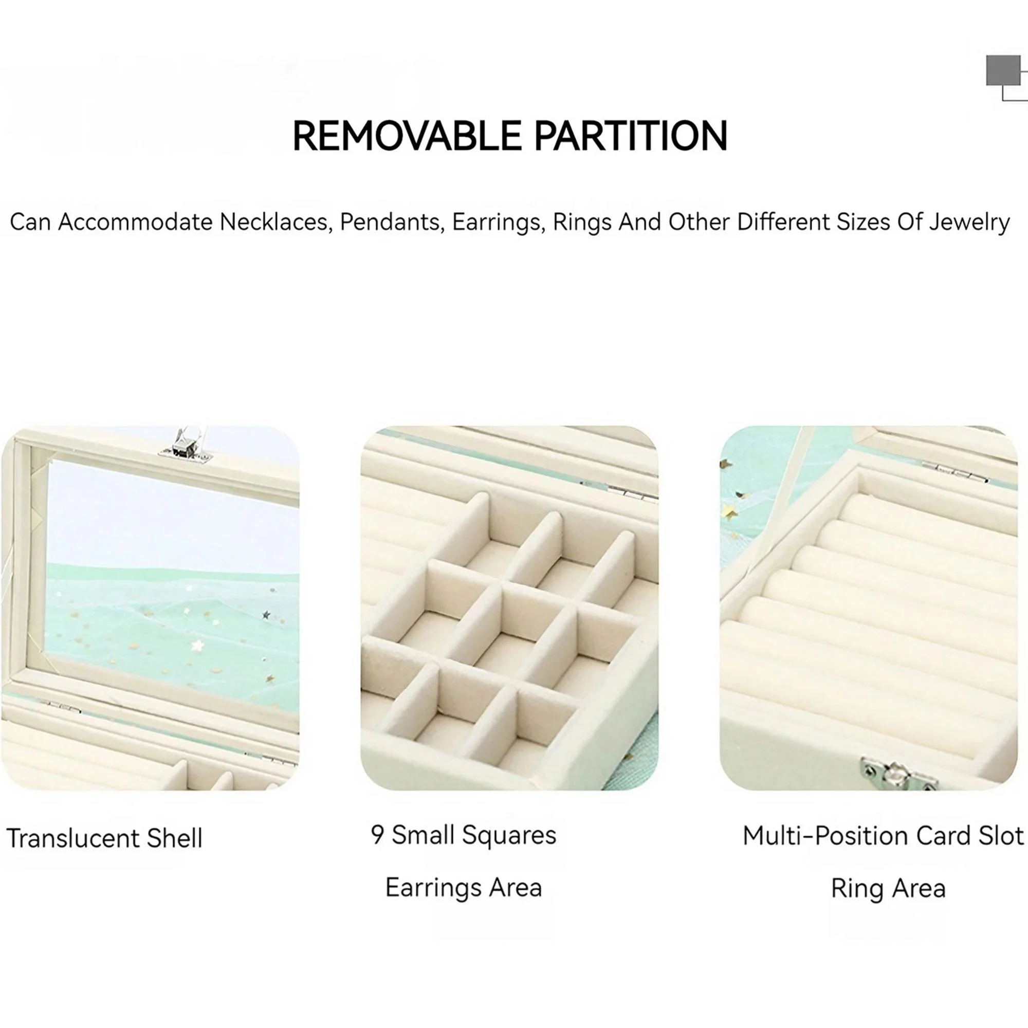 Fluwelen ring-organizerdoos - Sieradenhouder met doorzichtig deksel, stofdichte opbergbak voor ringen en oorbellen voor meerdere sieradenstukken