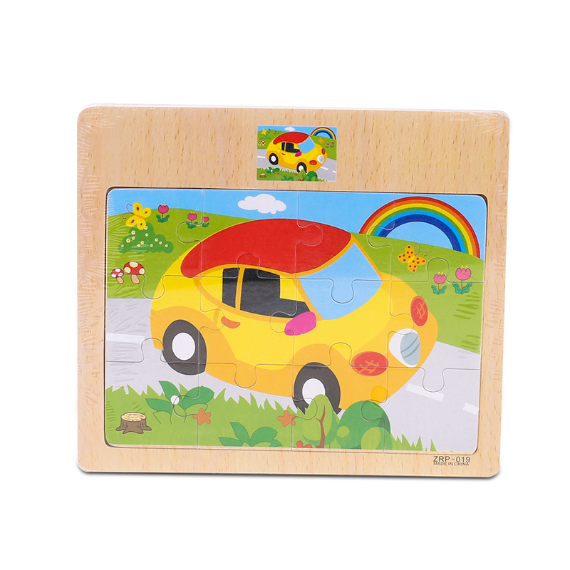 Baby Jigsaw Puzzles Wooden Board Jigsaw Toy Children 1-5 Years Old Cartoon Animal &Traffic Cognitive Early Education Puzzle Toys: Car