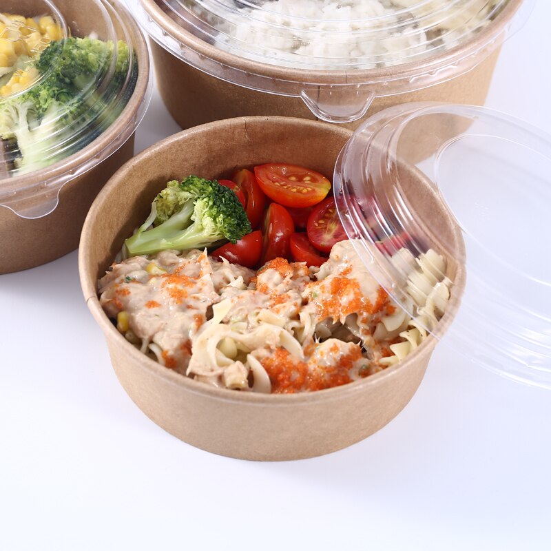 Cuenco de papel desechable de gran tamaño para ensalada de frutas, paquete de comida rápida, almacenamiento de comida para llevar, paquete de cumpleaños para exteriores, 50 unids/paquete