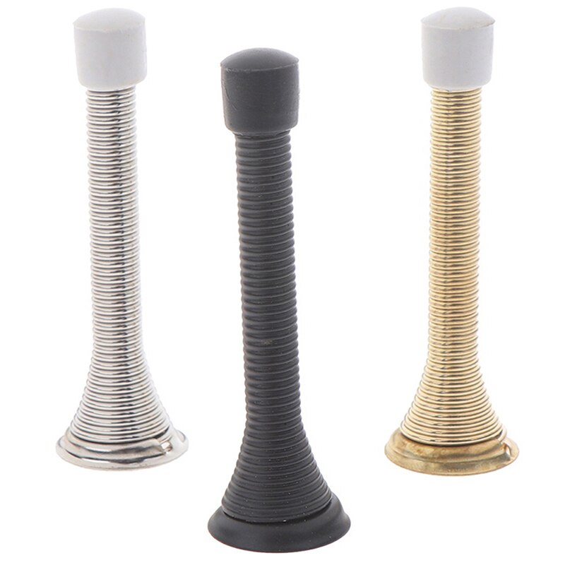 Rubber Cap Metal Door Stops Spring Stopper Wall Mounted Skirting Board 85mm Door Stopper