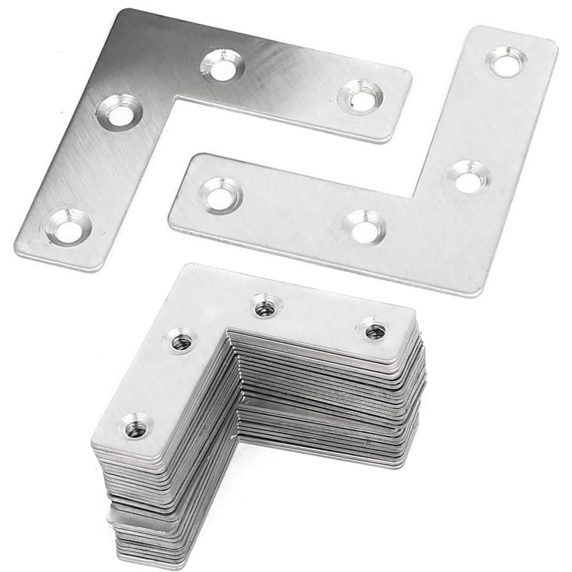 L-vormige platte beugel, metalen platte hoekbeugel, rechthoekige hoekverbinding, reparatieplaat voor houten meubelframes, bevestiging en verbindingsstukken