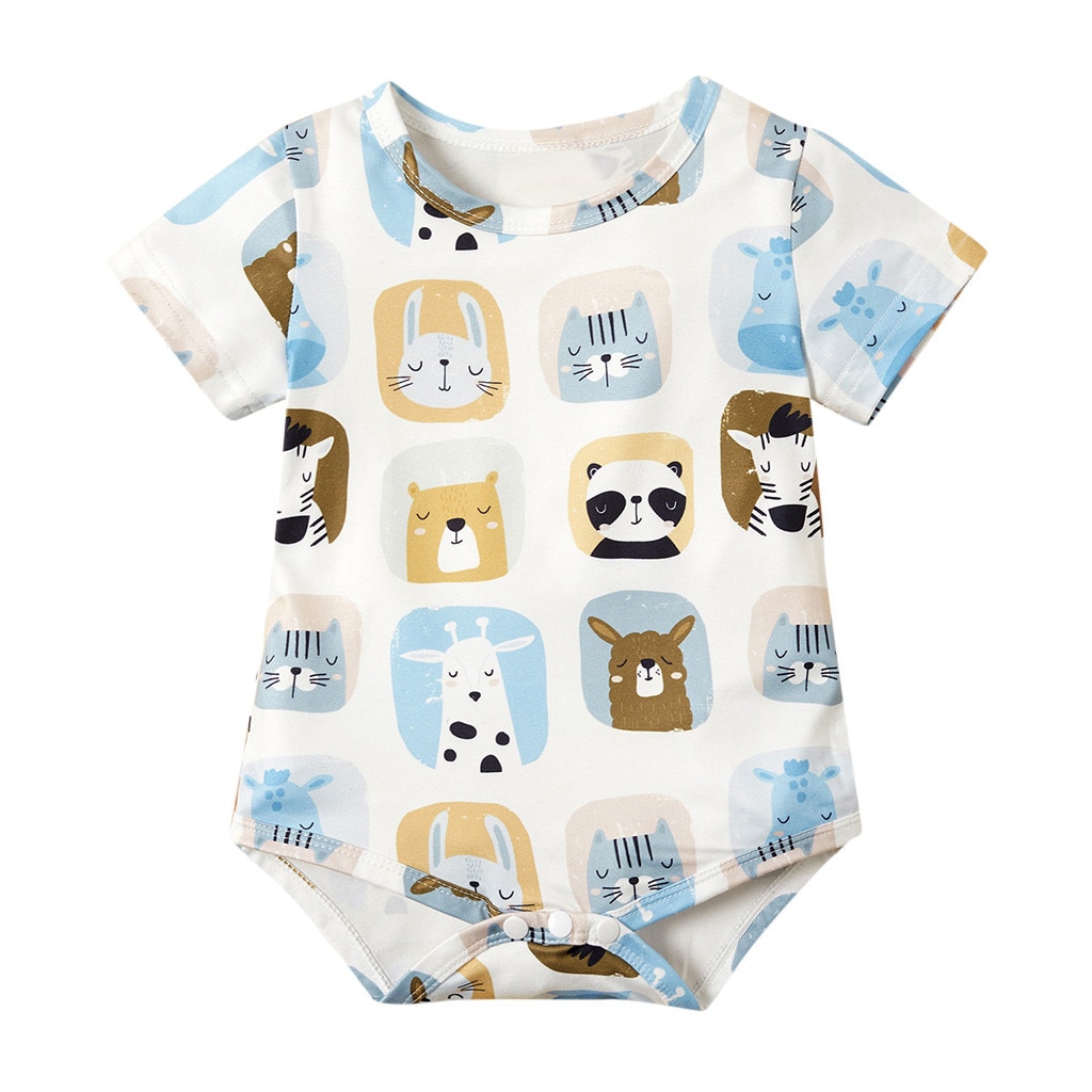 Zomer Baby Body 100% Katoen Baby Body Korte Mouw Kleding Soortgelijke Jumpsuit Cartoon Gedrukt Baby Boy Girl Body