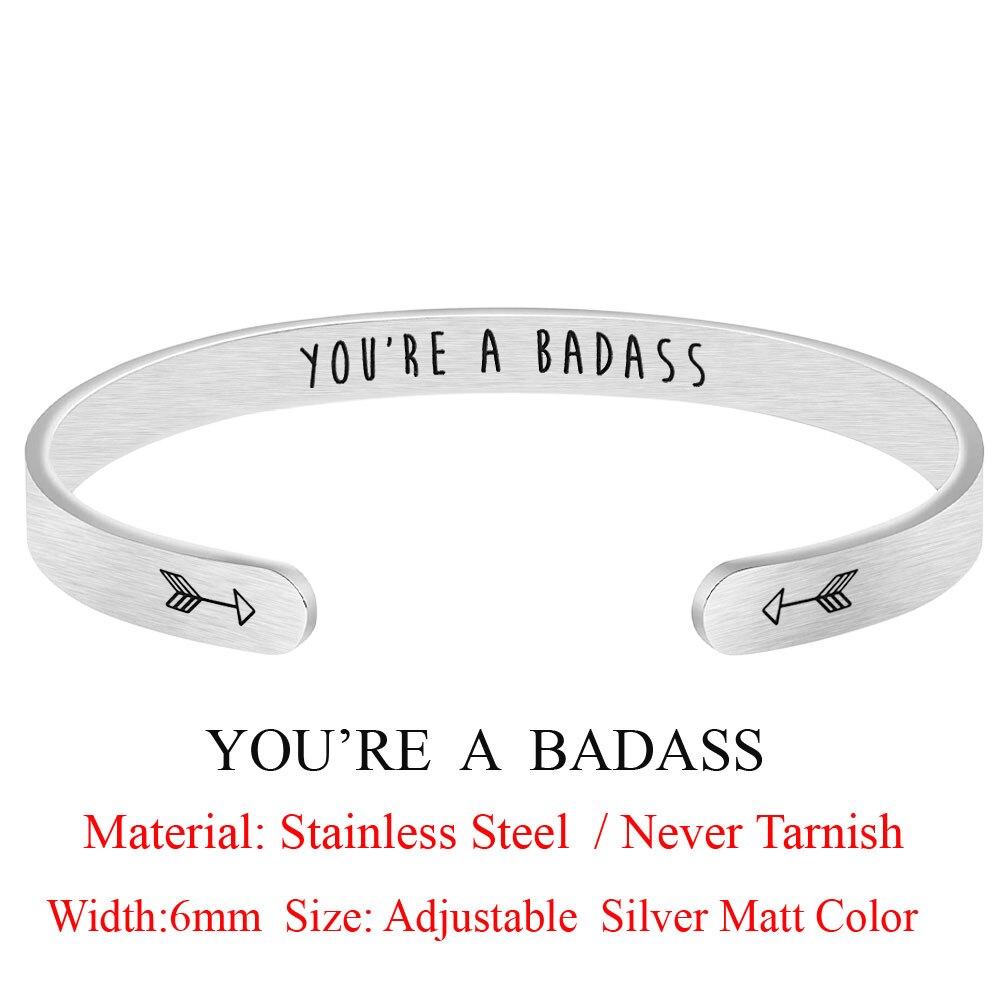 You're A Dadass Stainless Steel Inspirational Cuff Bangle for Women Jewelry Bracelet: LS012
