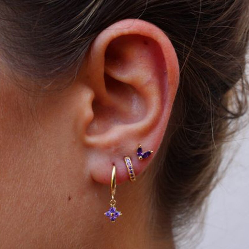 Canner colorido zircão piercing cartilagem hoop brincos para mulheres boêmio geométrico cristal redondo brinco moda jóias presentes