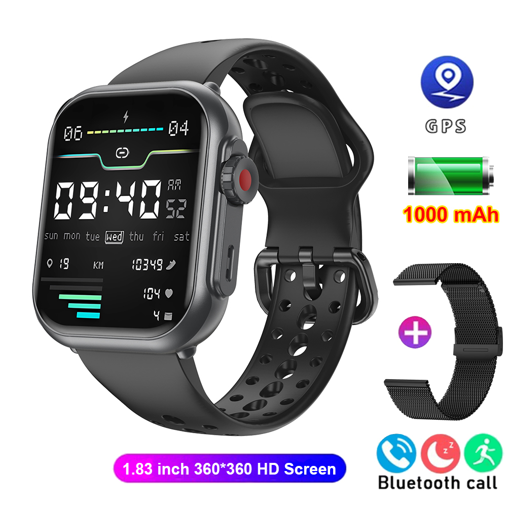 Wytrzymały inteligentny zegarek 1000mAh połączenia Bluetooth mężczyźni kobiety Smartwatch bransoletka zdatność sportowy niestandardowy zegarek twarz 2025 nowość dla Xiaomi: SZARY