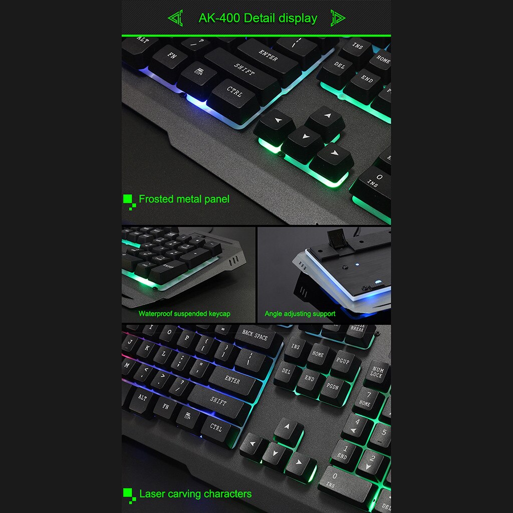 Computer Peripherals Km690 104 Keys Backlight Games Wired Gaming Keyboard With + 2400dpi Mouse Mice Компьютерная Периферия #60