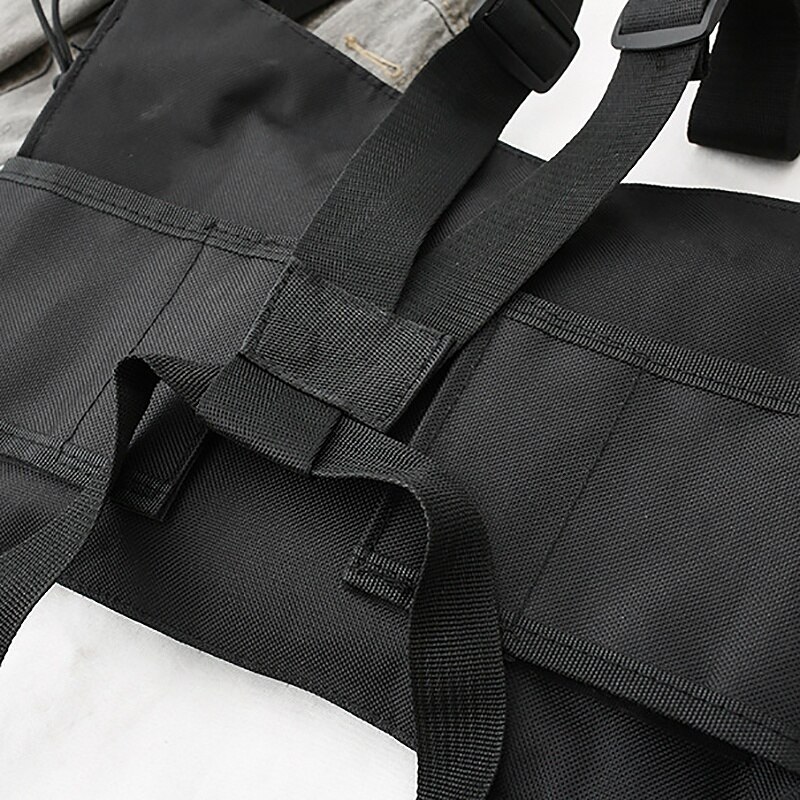 FGGS-Regolabile Nero Della Maglia Hip Hop Streetwear Funzionale Cablaggio Cassa Vita pacchetto della Cassa del Pacchetto di Modo del Sacchetto di Nylon