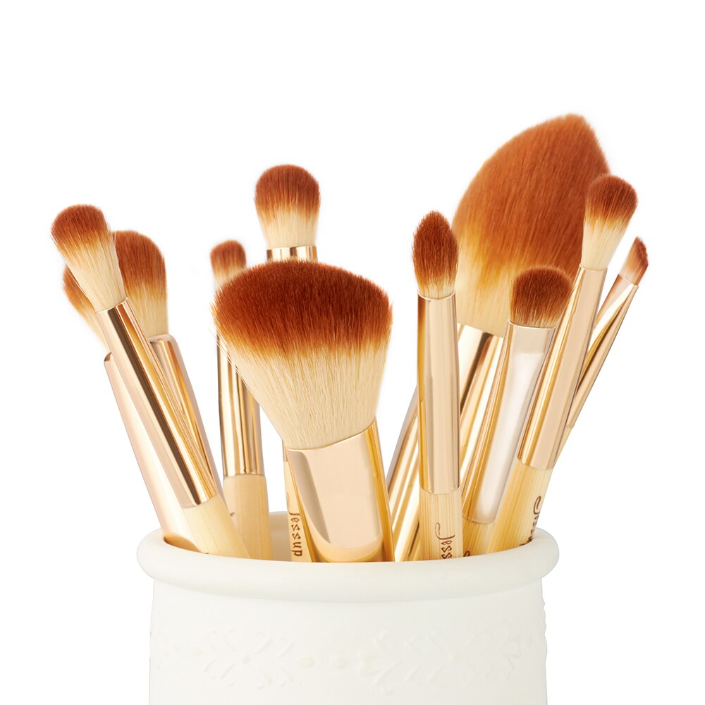 Jessup kwasten 10 stuks bamboe make-up kwasten kwastenset beauty make-up tool kit foundation poeder definieerder shader liner