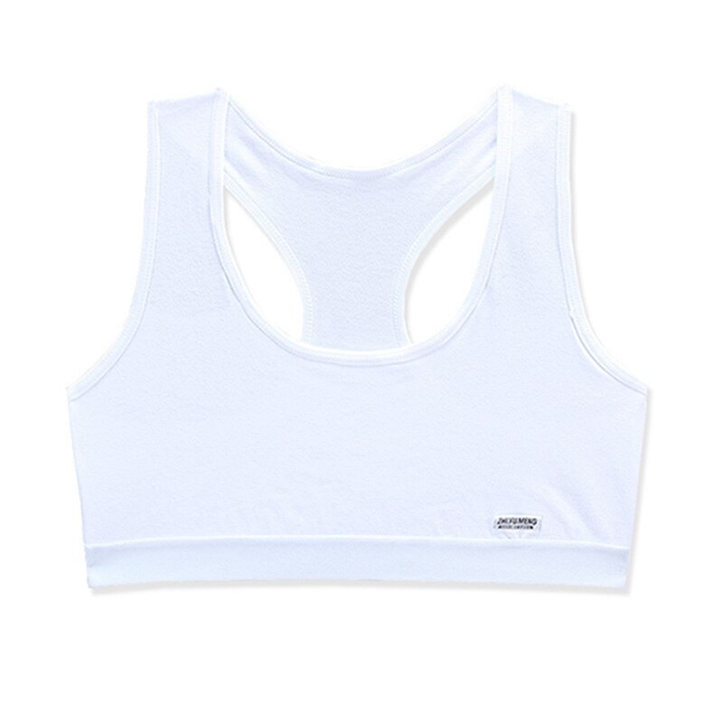 Girls Bra Cotton Training Bra Teens Breathable Bralette Children Racerback Tops Student Cosy Underclothes for Kids 12 Years Old: White Sport Bra