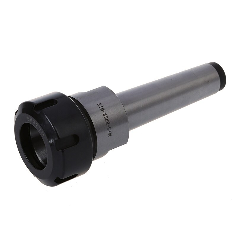 ER32 MT3 M12 Taper Collet Chuck Holder CNC Milling Lathe Straight Tool Silver+Black