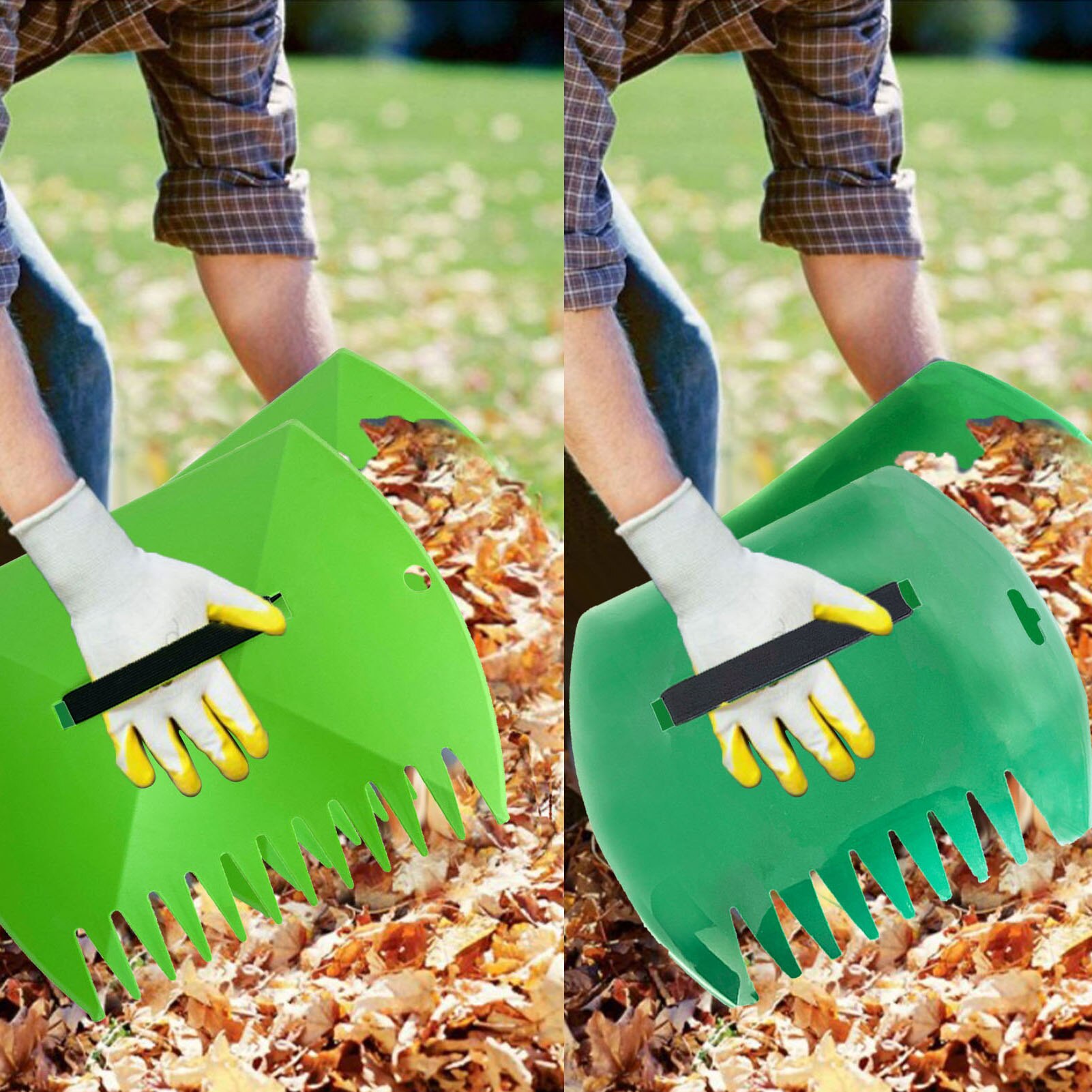 1 Pair Leaf Picking Rake Garden Garbage Cleaner Tools Large Leaf Grabber For Easy To Grab Leaves Debris And Body Protection