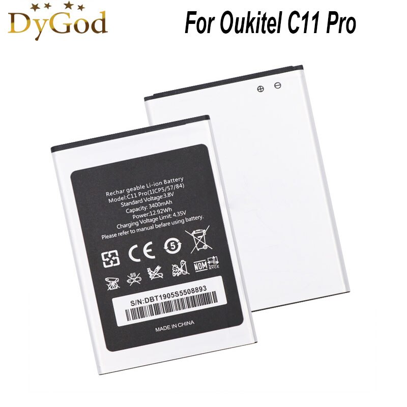 DyGod 3400 mAh C11 Pro Batterij voor Oukitel C11 Pro mobiele telefoon Batterij