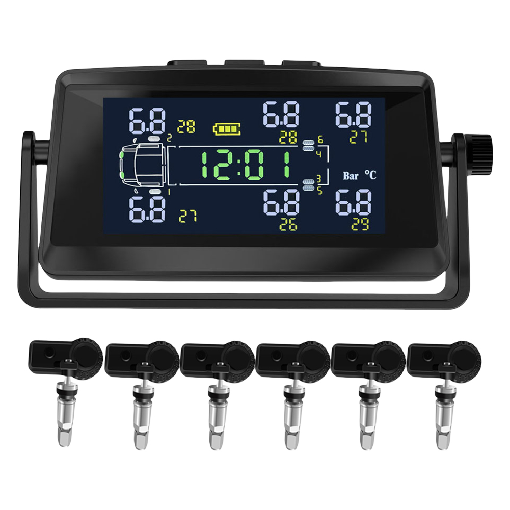 Reifendruckkontrollsystem mit 6 sensoren, usb/Solar--tpms für wohnmobile, anhänger und lkw: Weiß