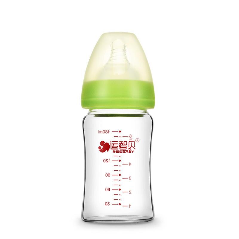 Botella de alimentación de bebé de vidrio, botella de agua de calibre ancho, resistente a altas temperaturas, 180/300ml: 300ml green
