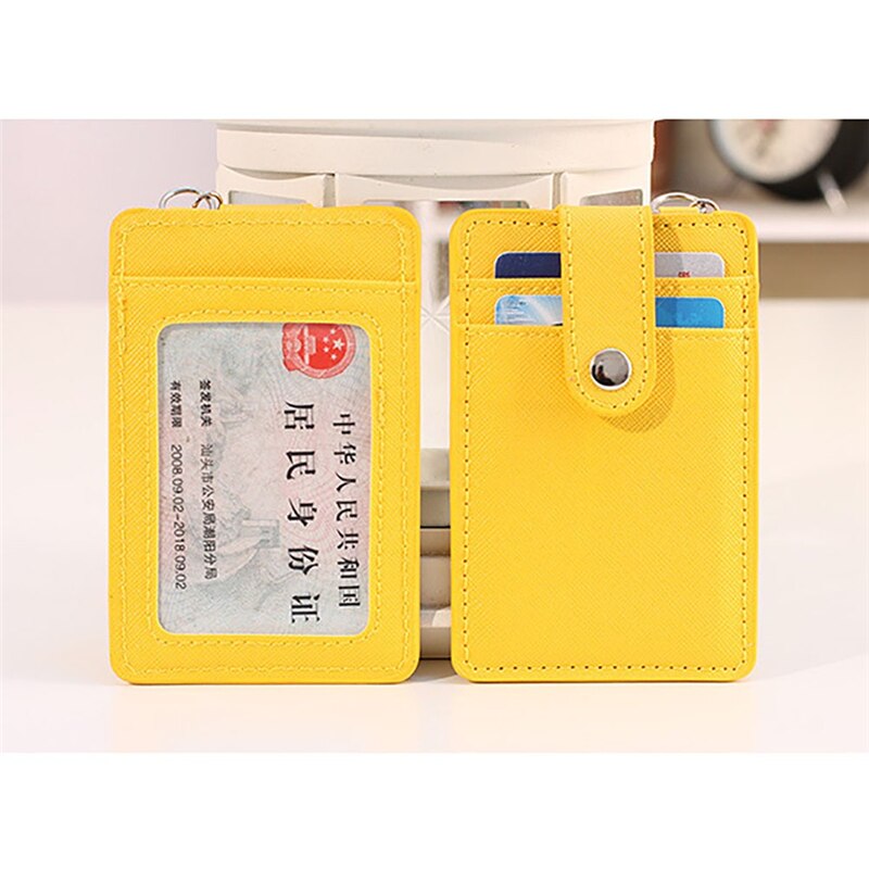 Pu Lederen Badge Houder Kantoor Key Id-kaart Houders Mini Portemonnee 3-Slot Lanyard Credit Card Bus Kaart Tas reizen Accessoires