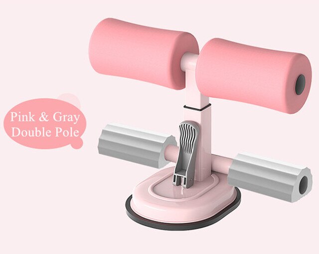 Banco de peso ajustable para abdominales, barra de abdominales, asistente de suelo, máquina de entrenamiento, gimnasio en casa, equipo de Fitness: pink gray