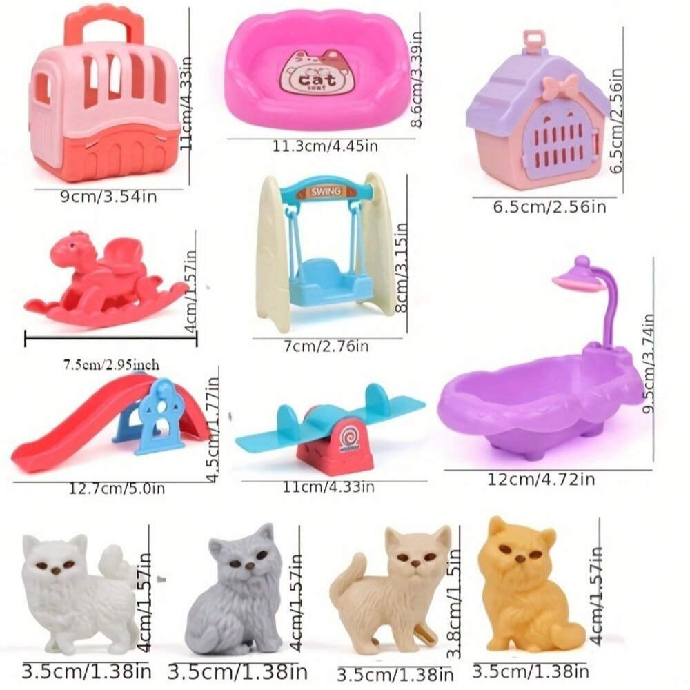 Cute Dog/Bear Pet Basket Family Toys, Dog Cage and Scene Playing Toys, Doll Play House Set - Imaginative Pretend Play Experience