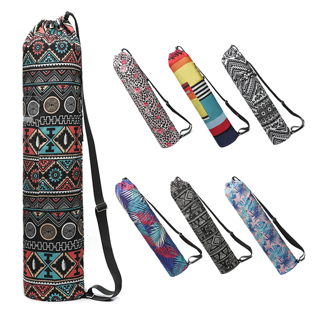 Yogamattentasche mit toploader, innentasche, floralem print, verstellbarem schultergurt und reflektierenden details