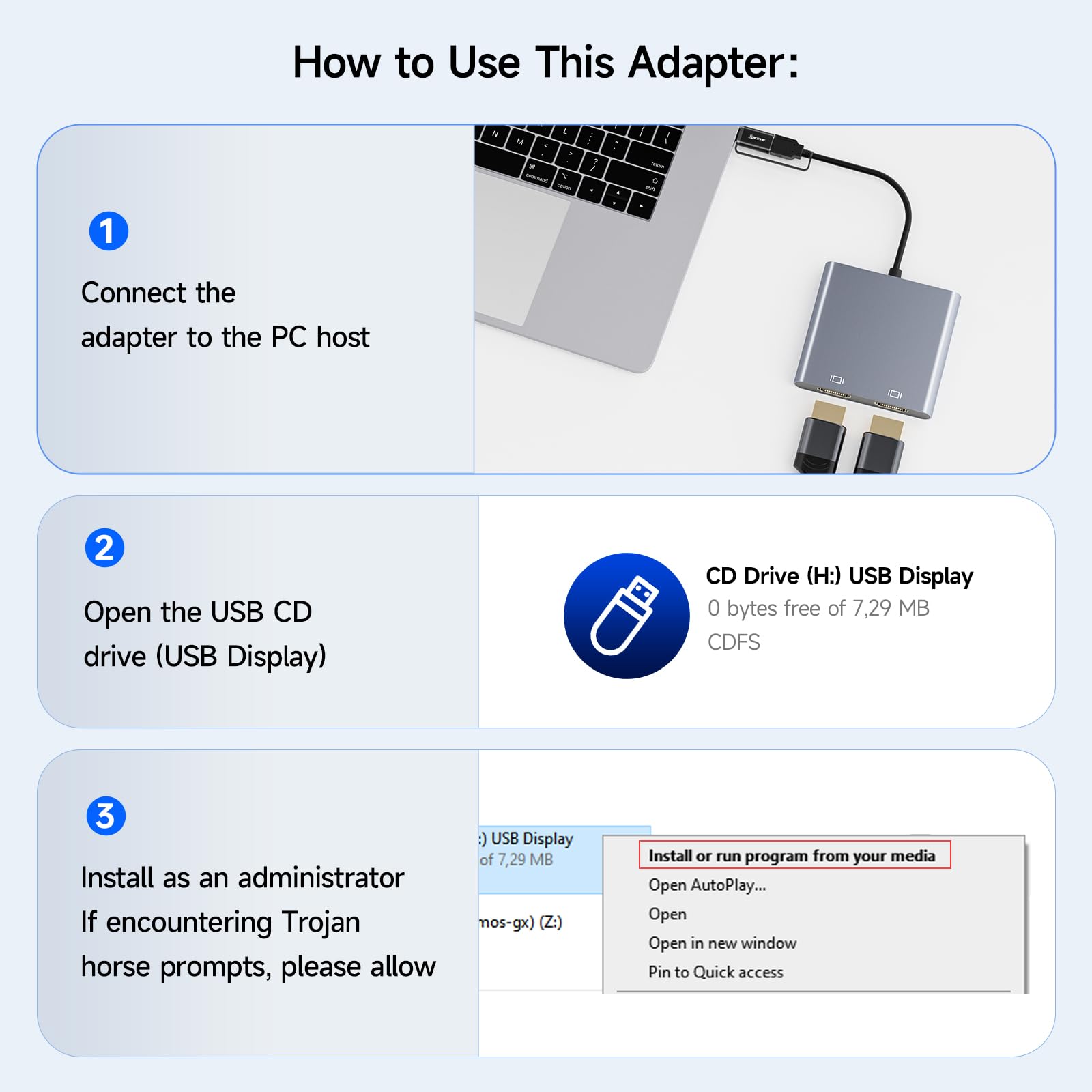 Usb till dubbel hdmi-adapter, usb c  to 2 hdmi-splitter stöder windows ,m1/m2 mac os, stöder endast processorer 11th- generationen eller senare
