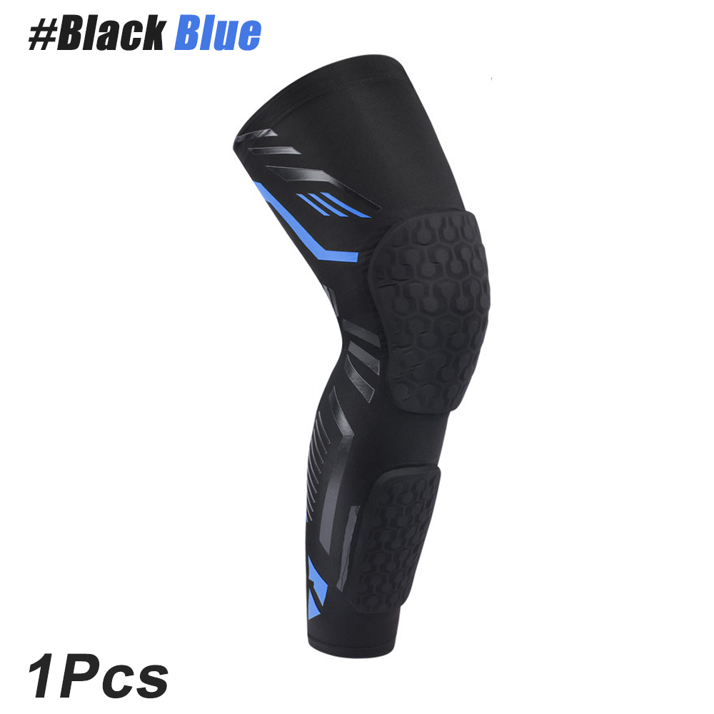 1/2PCS Knee Calf Padded Compression Leg Sleeve Thigh Sports Protective Gear Shin Brace Support for Football Volleyball Soccer: L / Blue