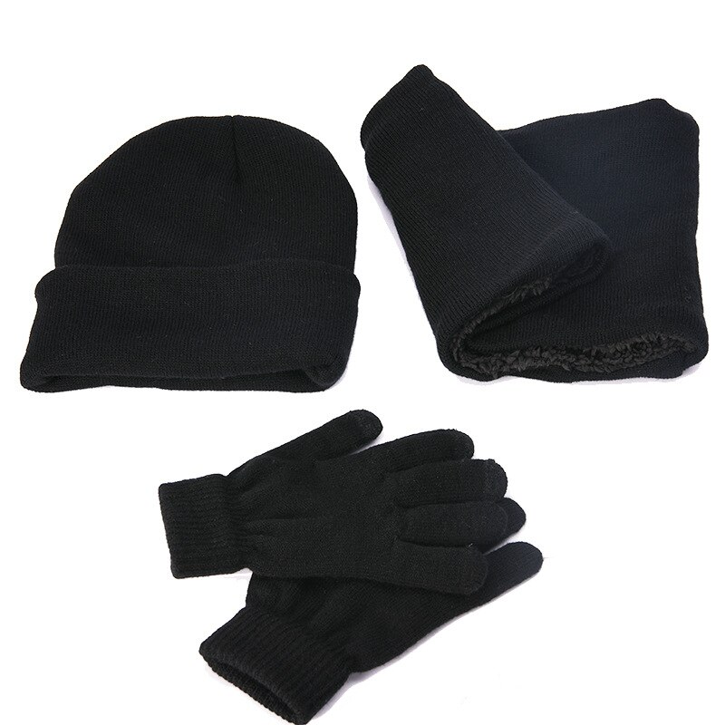 de punto para hombres gorro para exteriores más terciopelo mujeres sombrero bufanda guantes conjuntos Otoño Invierno hombres gorro bufanda guante mujeres sombreros gorras: dark grey