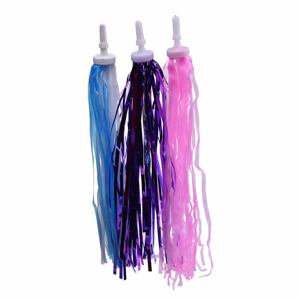 Puños de decoración para manillar de bicicleta, flecos de PE, triciclo, patinete, para niñas, 1 par