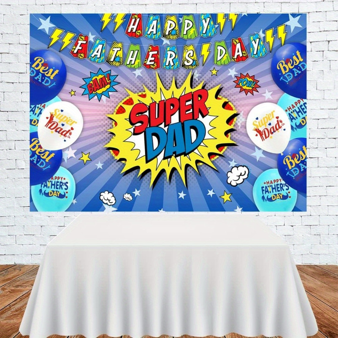 Feliz día del padre tela de fondo, fondo de fotografía de papá, reunión familiar y decoración del festival pancarta de mesa de pastel