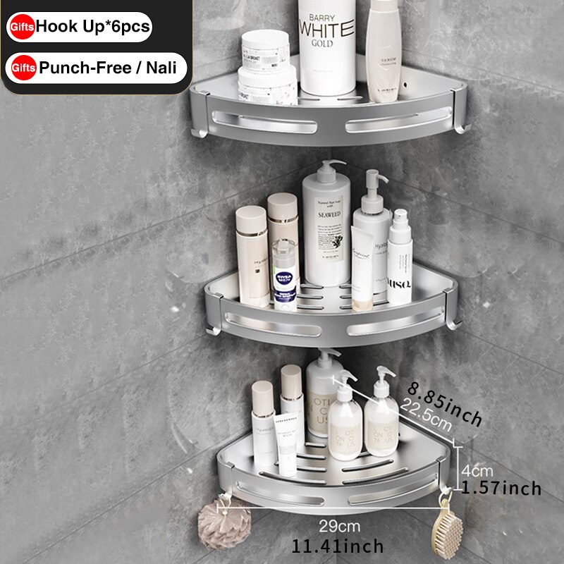 Mensola Doccia Angolare In Alluminio Shower Caddy | Porta Shampoo E Sapone Per Bagno, Colore: Tipo B