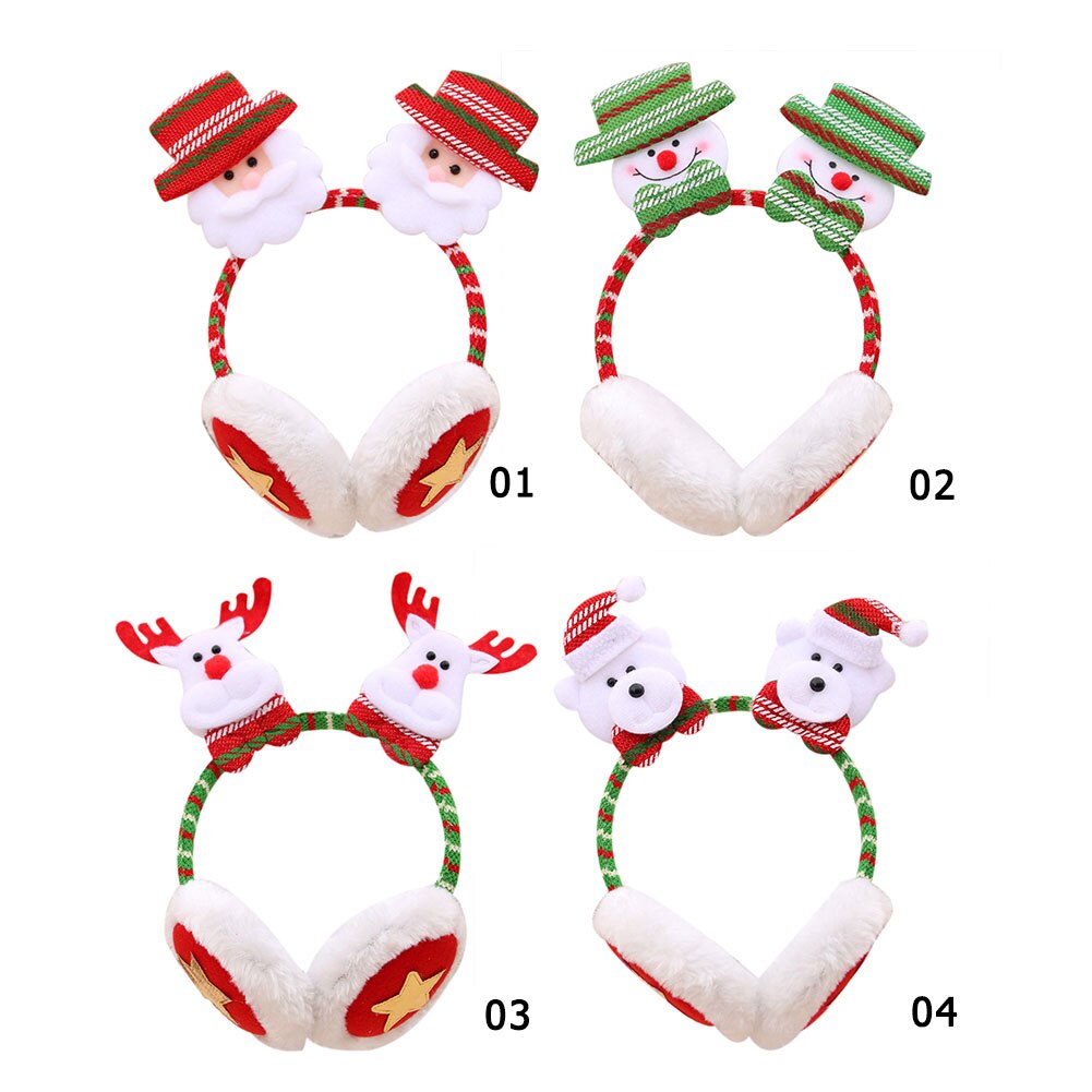 Christmas Luminous Earmuffs Cute Cartoon Ear Warmers Winter Xmas Headband Headwear Adult Children Christmas Ornaments