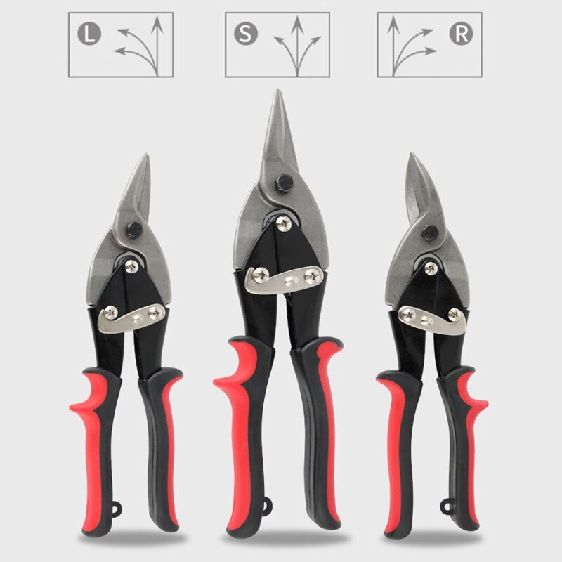 10 Inches Compound Action Aviation Tin Snip Aviation Shears Straight/Left/Right Cut Metal Shears Durable