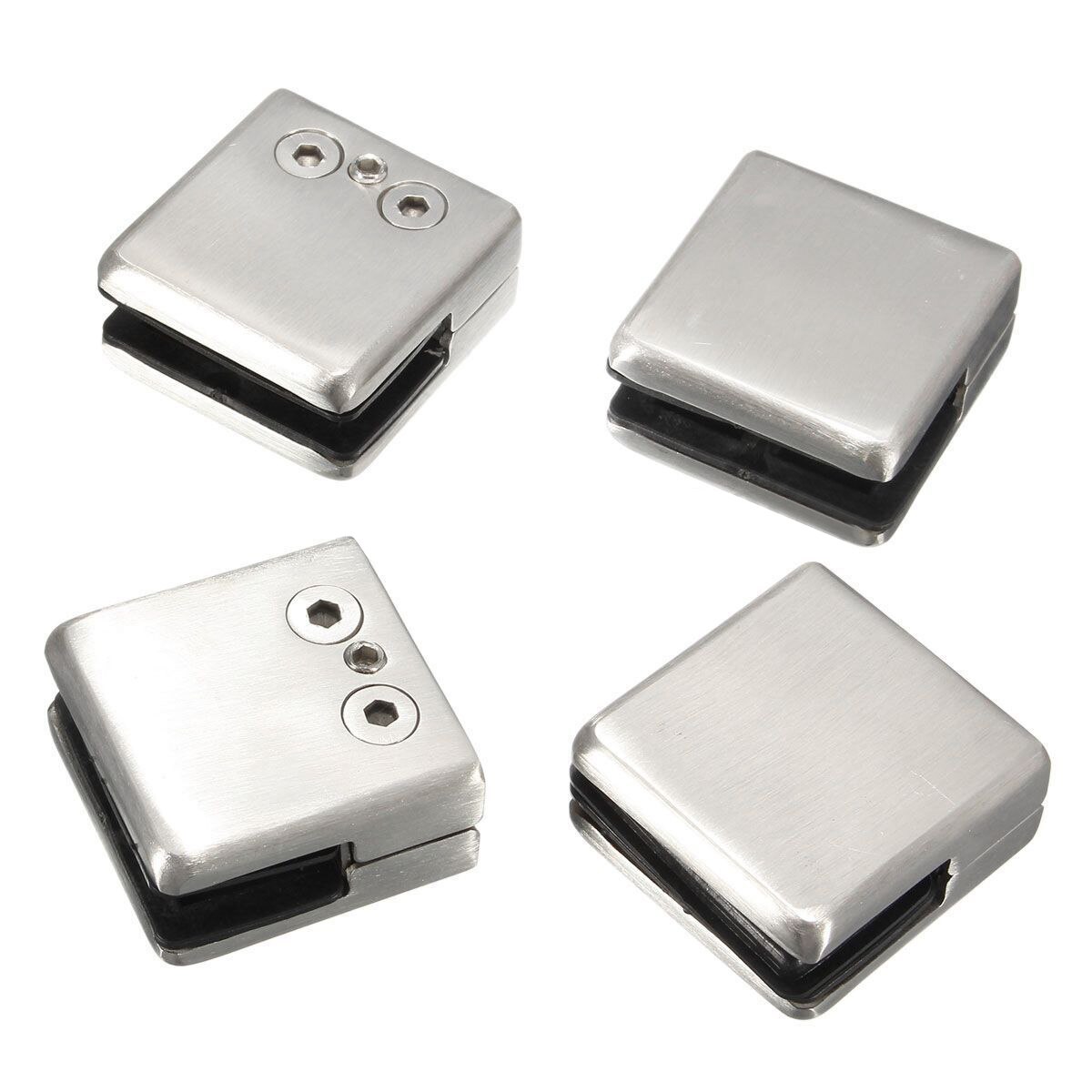 4 Stuks Roestvrij Stalen Vierkante Klem Houder Beugel Clip Voor Glas Plank Leuningen Zilver