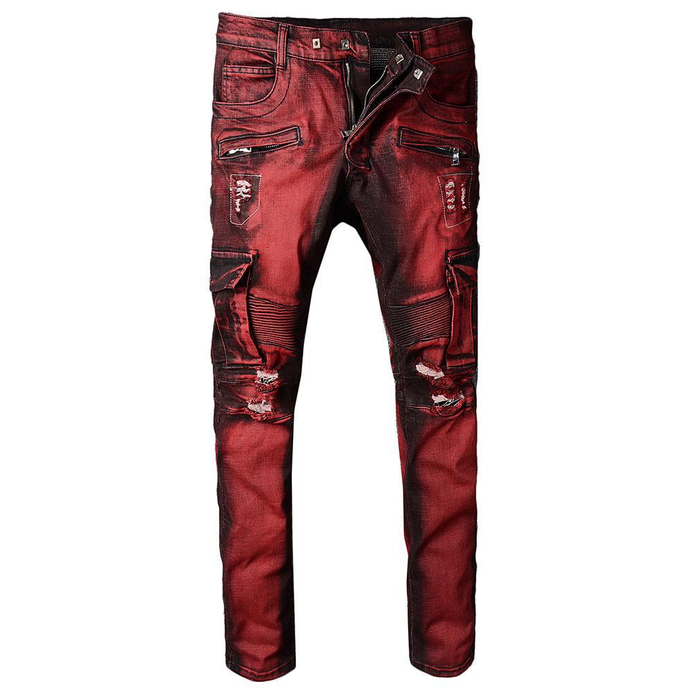 Pantalones Vaqueros Retro Azules Rasgados Para Hom... – Grandado