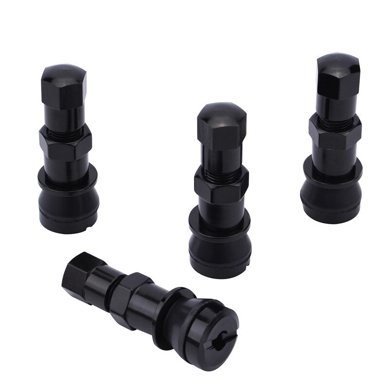 NS Modify Car Tire Valve Stem Caps 4Pcs Bolt-in Aluminum Valve Caps Car Wheel Tires Air Valves Tyre Stems Dust Caps Car Part: Black