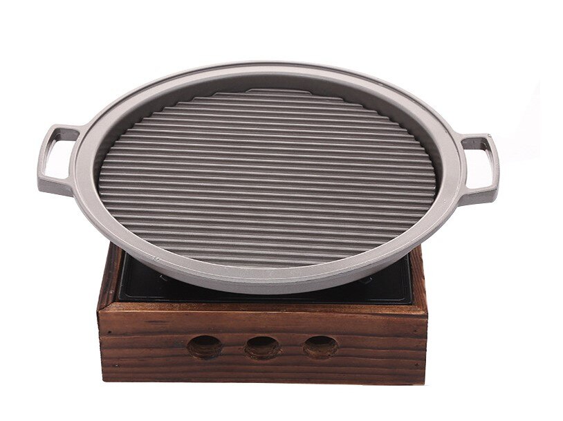Parrilla portátil de hierro fundido para barbacoa, mini parrilla bbg para mesa superior, estufa de barbacoa, teppanyaki, para Hotel, restaurante, familia, Sin
