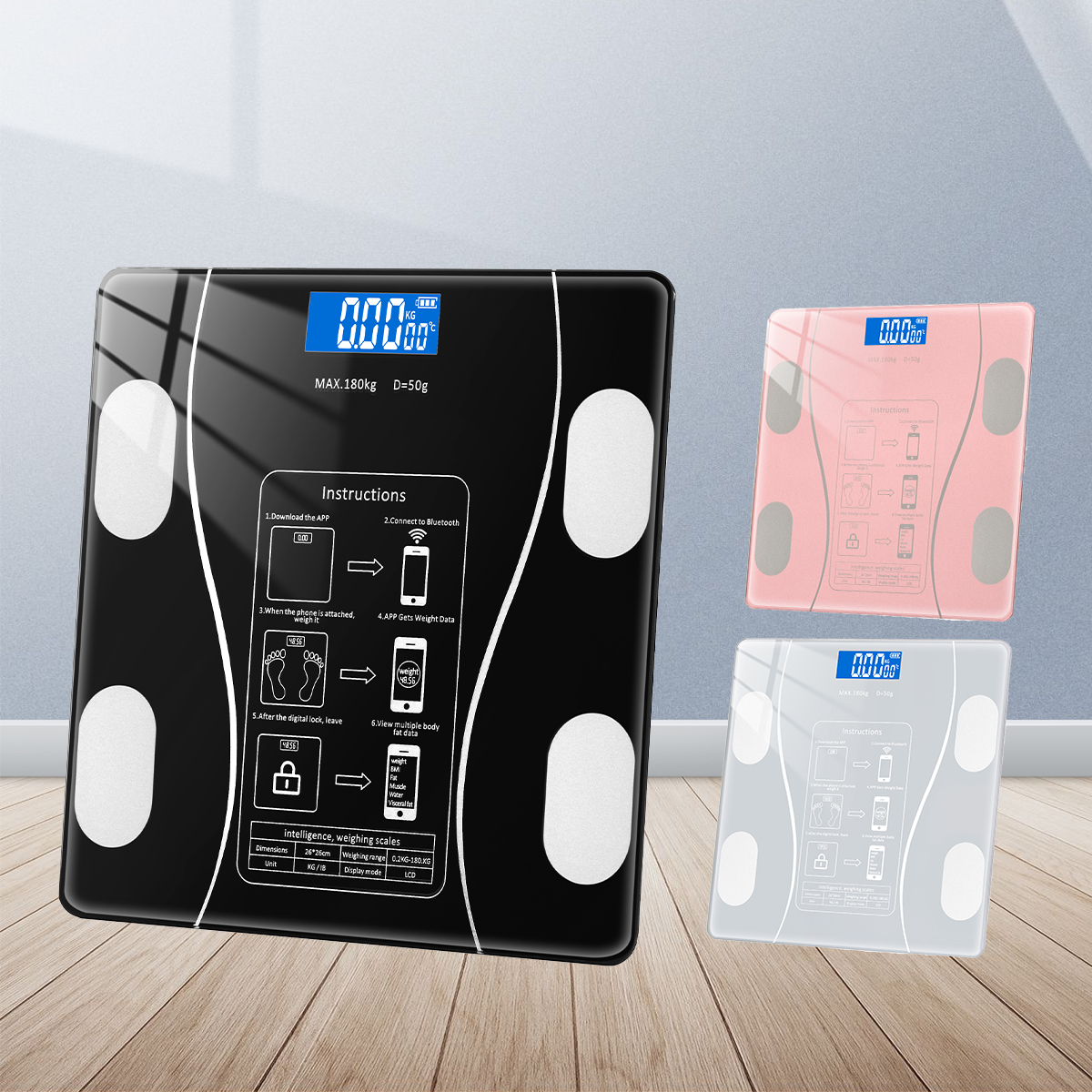Bathroom Scales Wireless Bluetooth Body Fat Scale Smart Digital Weight Scale Body Composition Analyzer Body Weighing Scale
