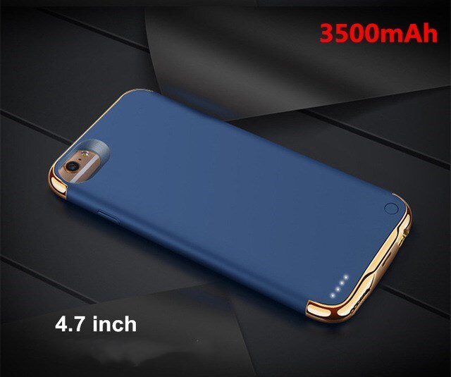 KQJYS zewnętrzny Bank zasilania obudowy ładowarki do iPhone 6 6s 7 8 SE 2020 przypadku baterii przenośny ultra-cienki pokrywa ładowania: Blue For 6 6S
