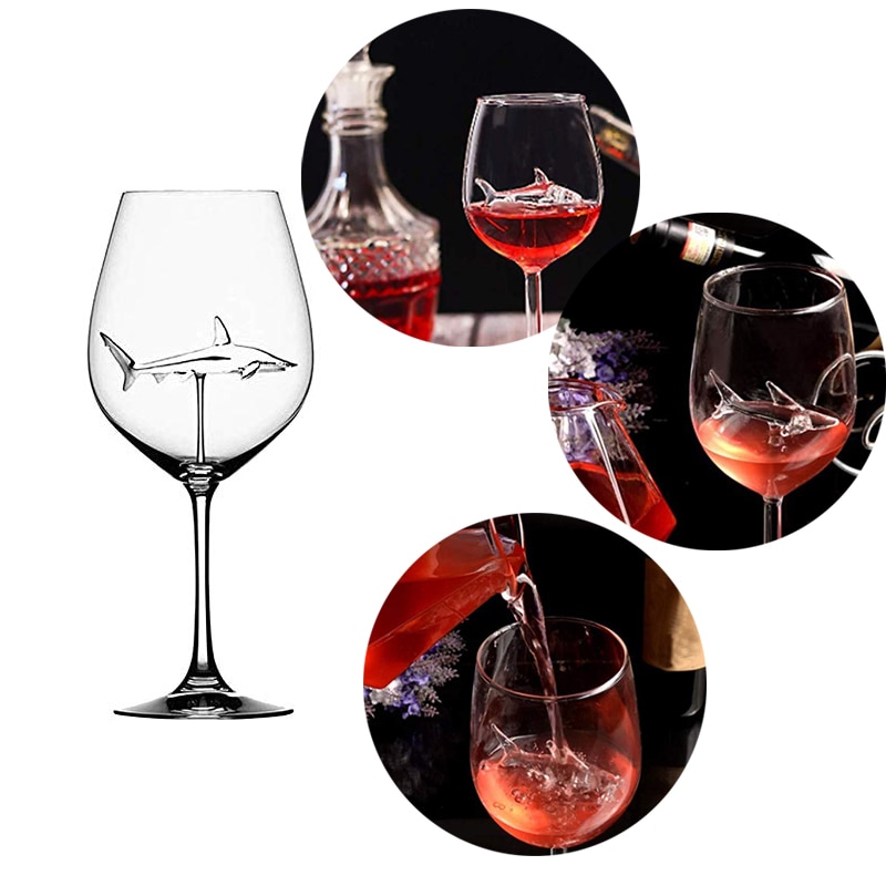 JOYLOVE Luxurious Italian Red Wine Glasses Shark Inside Goblet Glass Crystal Clear For Home Bars Party